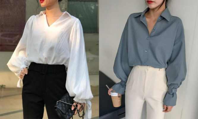 áo sơ mi form rộng nữ