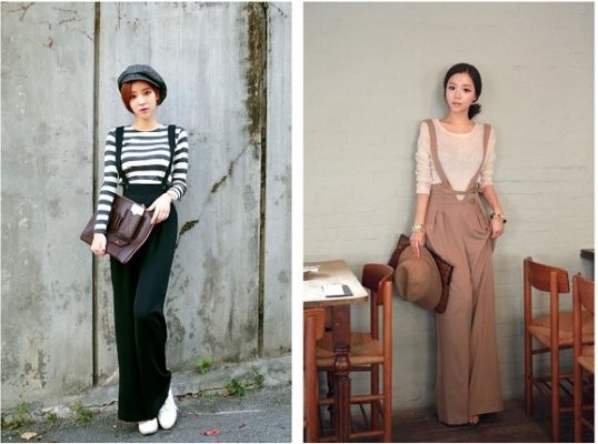 phối đồ với quần ống rộng